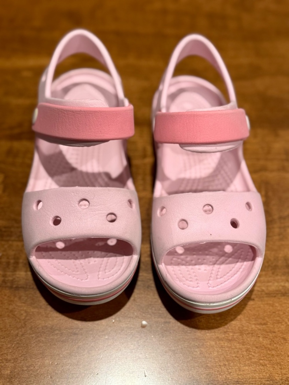 CROCS Kids Pink Open-Toe Hook-and-Loop Sandals